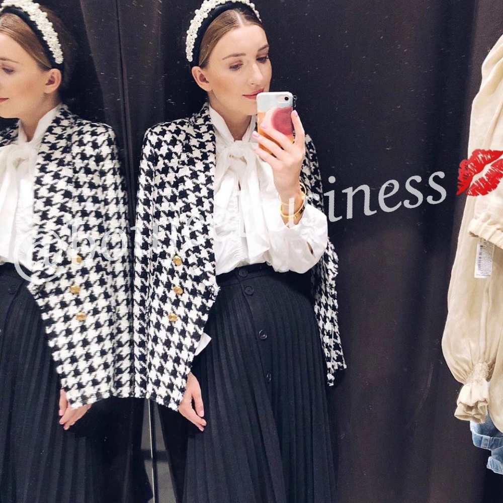 ZARA Tweed Houndstooth Jacket - Picture 5 of 10